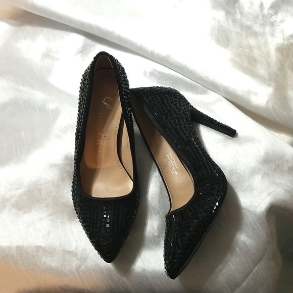 New Lauren Lorraine Crystal Studs Pointy toe Pumps Heels Embellished - Picture 2 of 7